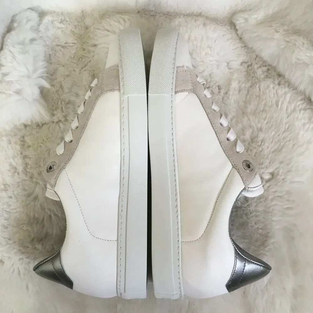 NEW ZADIG & VOLTAIRE White Leather Lightning Bolt Studded Sneakers Size 10